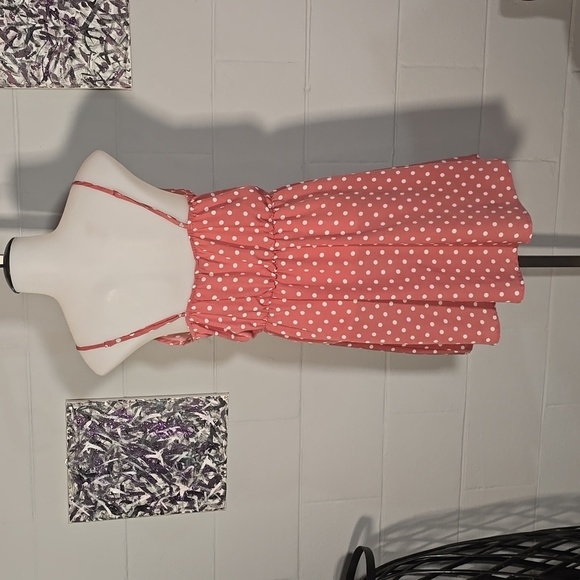 Pink with white Polk a dots dress - Picture 4 of 6